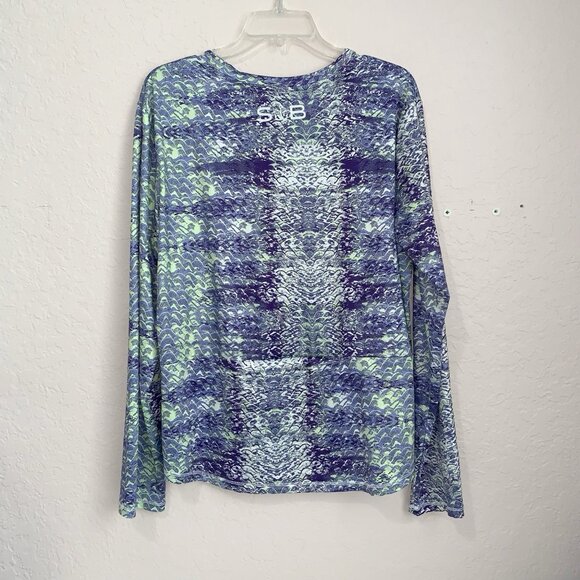 Silver Bait Performance Fishing Shirt Mens XL Purple Green ThumbHoles Zip Pocket - Picture 3 of 7